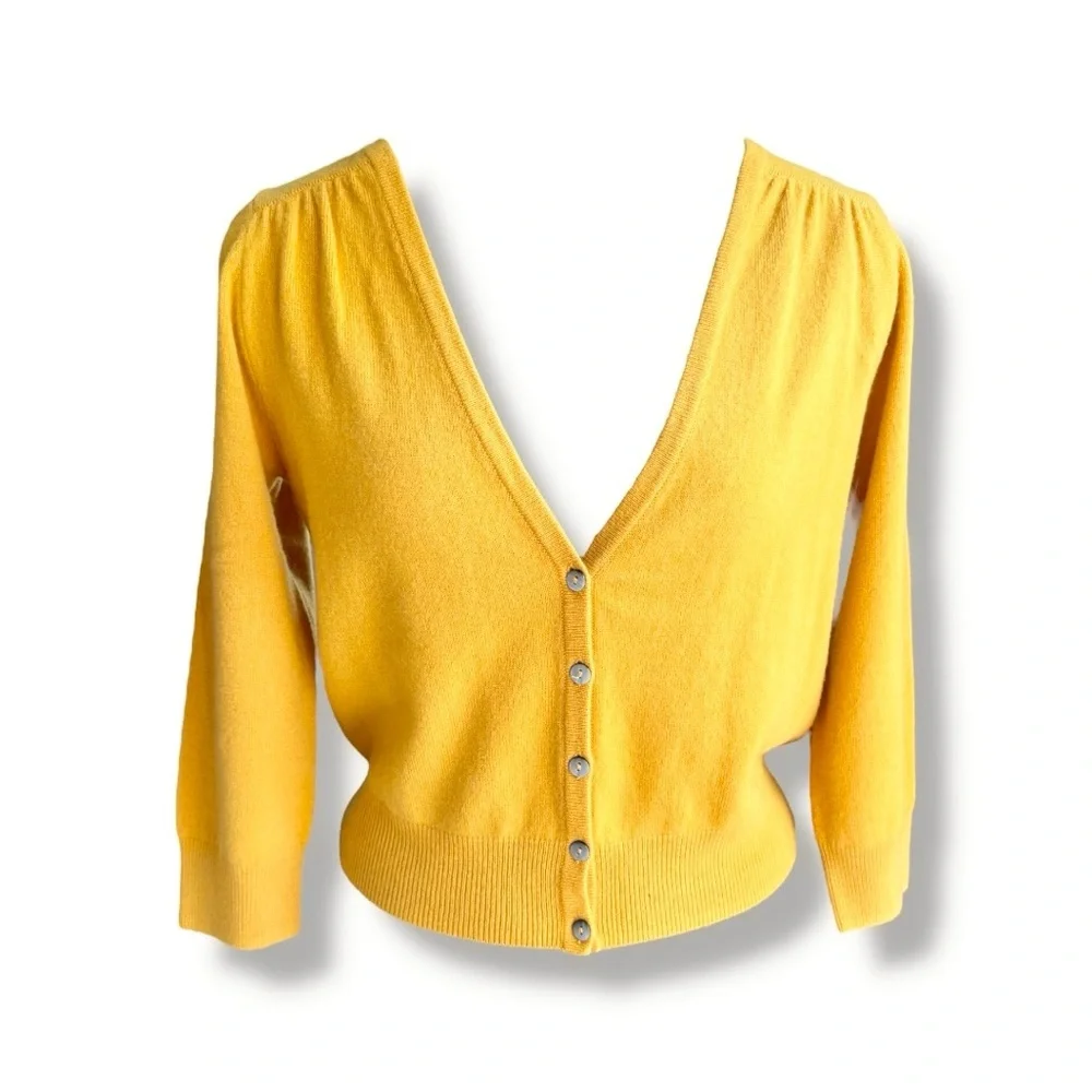 Boden Bright Autumn Mustard V-Neck Cardigan - Picture 4 of 10